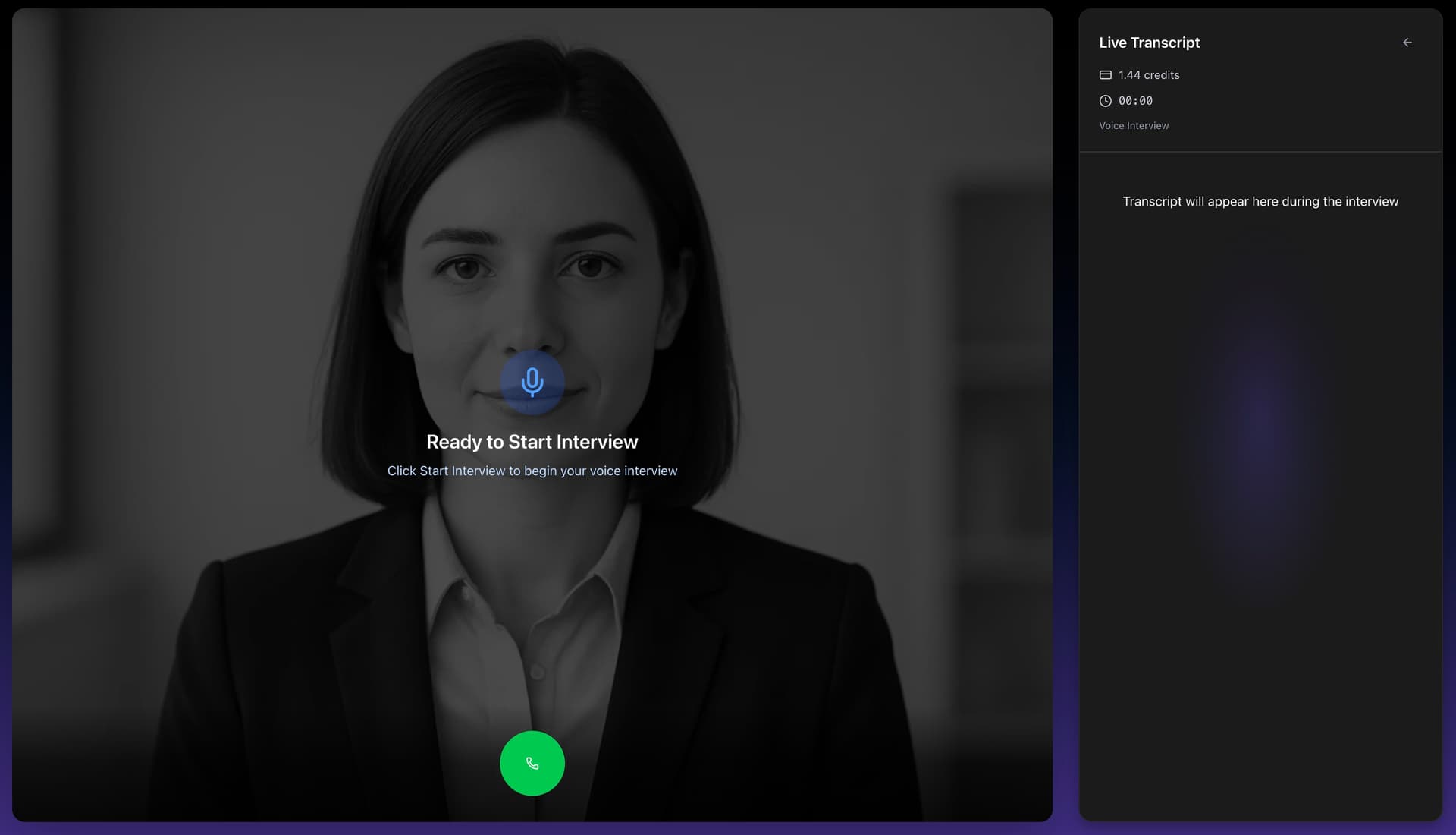 Live AI Interview Coaching Interface - Real-time feedback demonstration